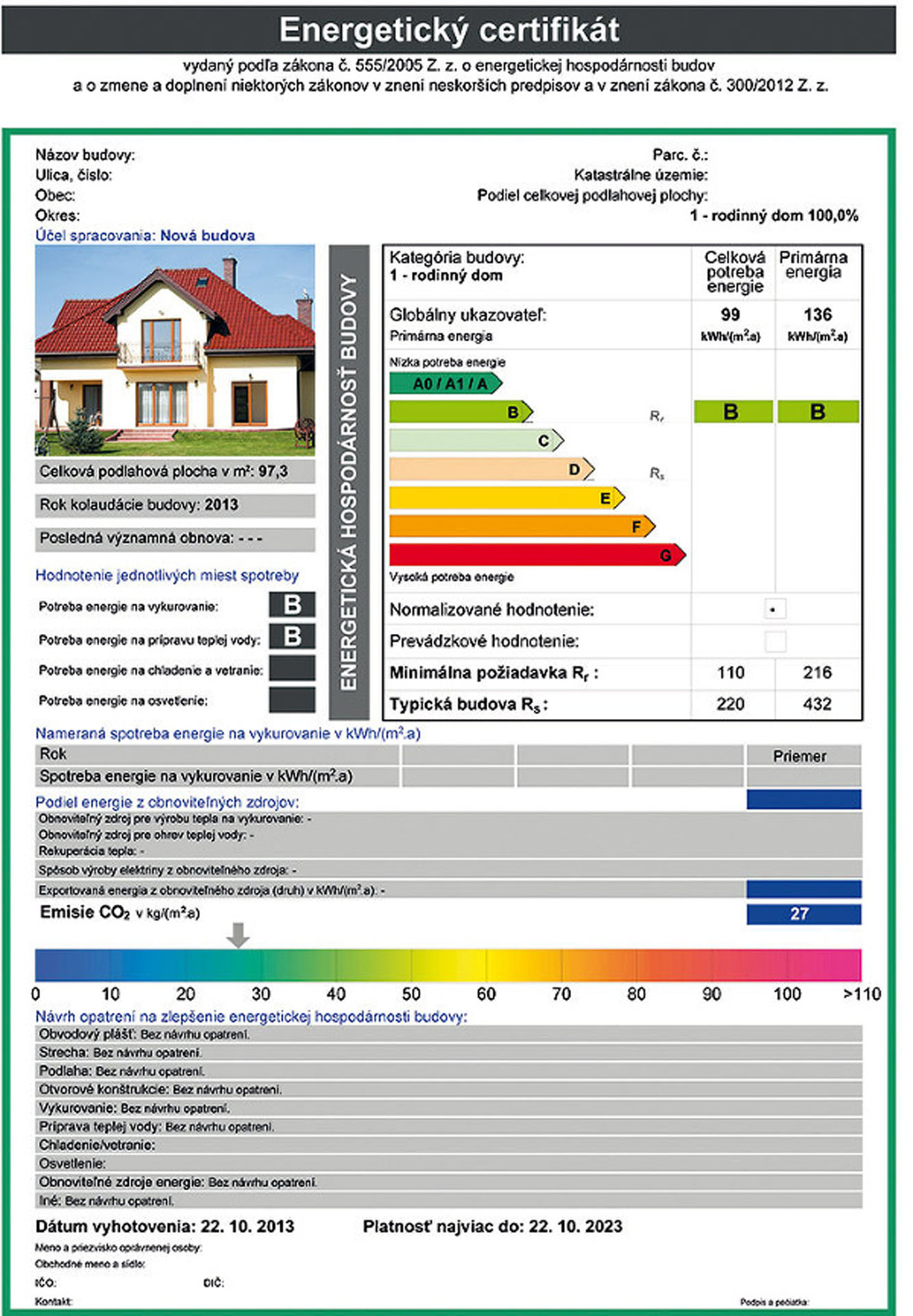 Takto vyzerá certifikát o spotrebe energie